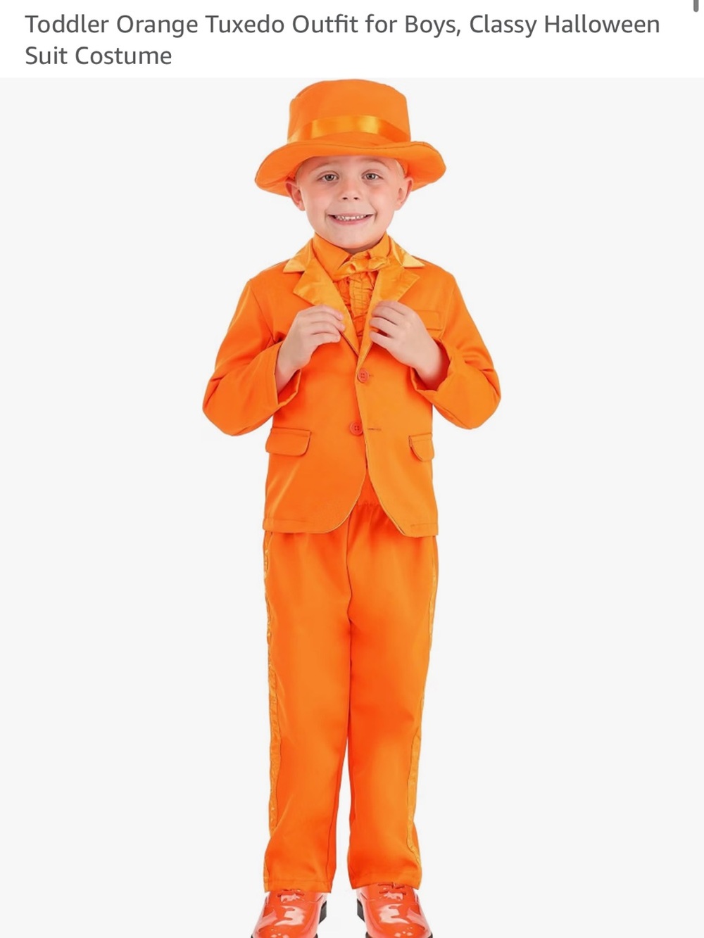 Kids Orange Tuxedo Costume for Boys — Classic Halloween Suit 2T